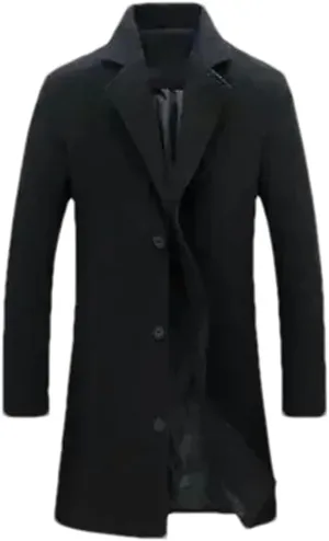 Single Breasted Lapel Long Coat Jacket Autumn Winter Casual Overcoat Trench Men's Woolen Coats Solid Color