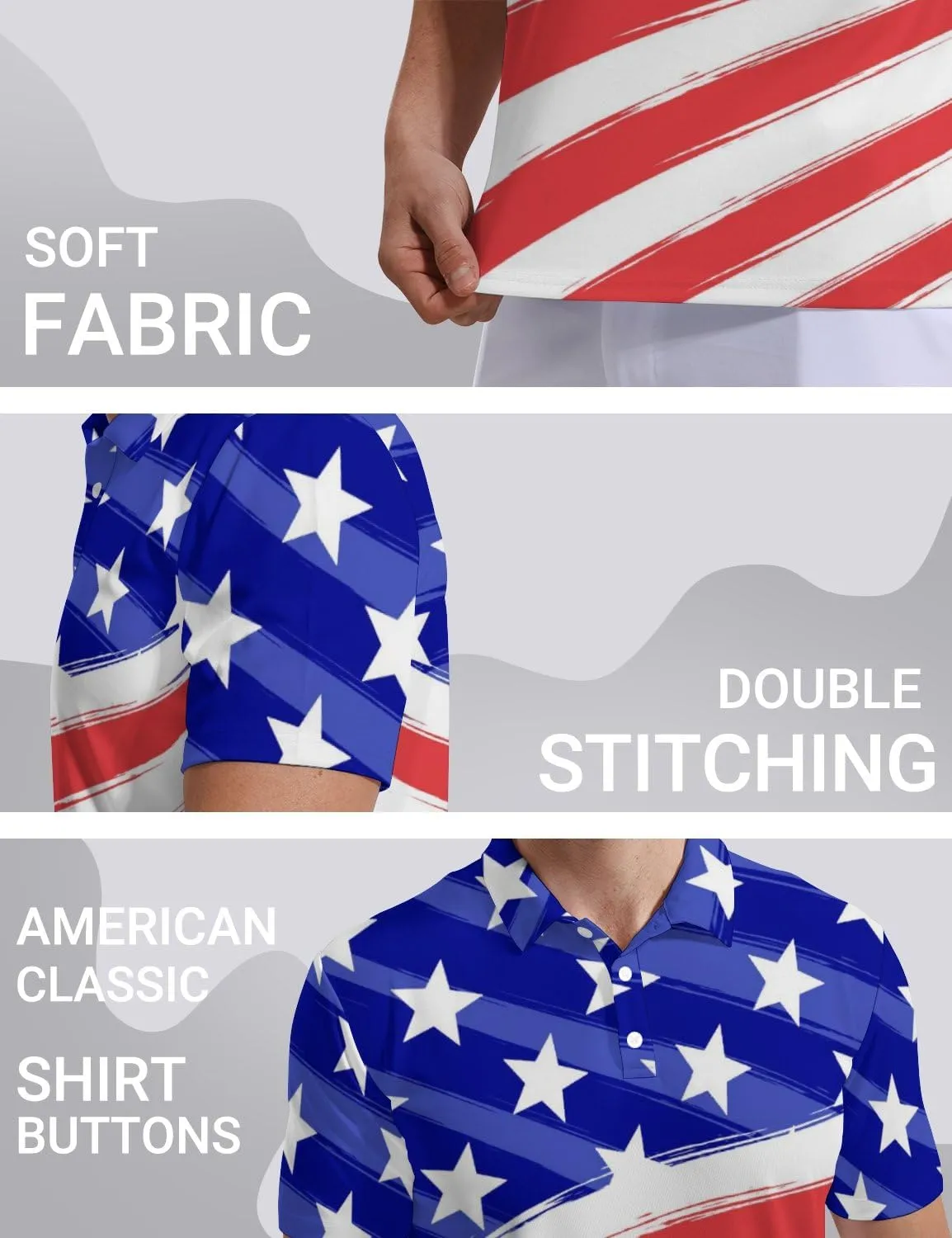 SKYNORA Golf Shirts for Men, Polo Shirts Short Sleeve Moisture Wicking Quick Dry Performance Print Golf Polo Shirts for Men