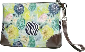 Small Clutch Purses for Women - Shell Clam Leather Wristlet Wallets for Women with Wrist Strap