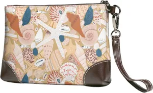 Small Clutch Purses for Women - Tropical Beach Sea Shell Leather Wristlet Wallets for Women with Wrist Strap