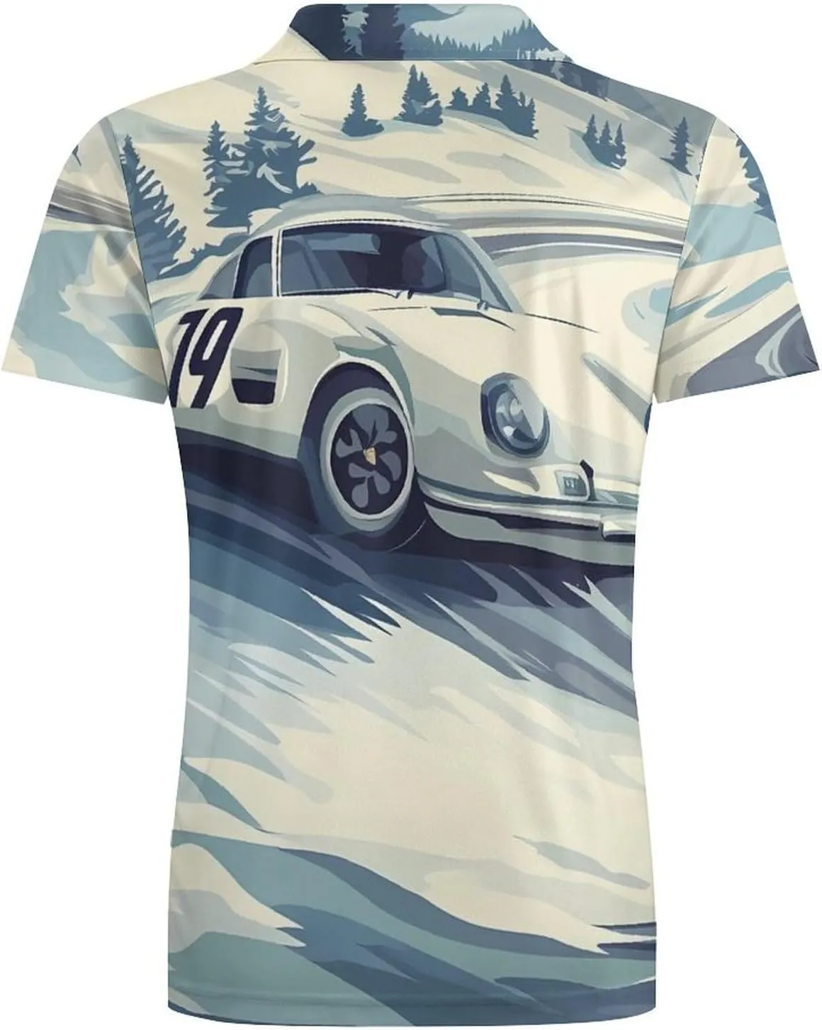 Snow Mountain Racing Car Men's Polo-Shirt Regular-Fit Short Sleeve Sports Quick Dry Golf Tennis T-Shirt
