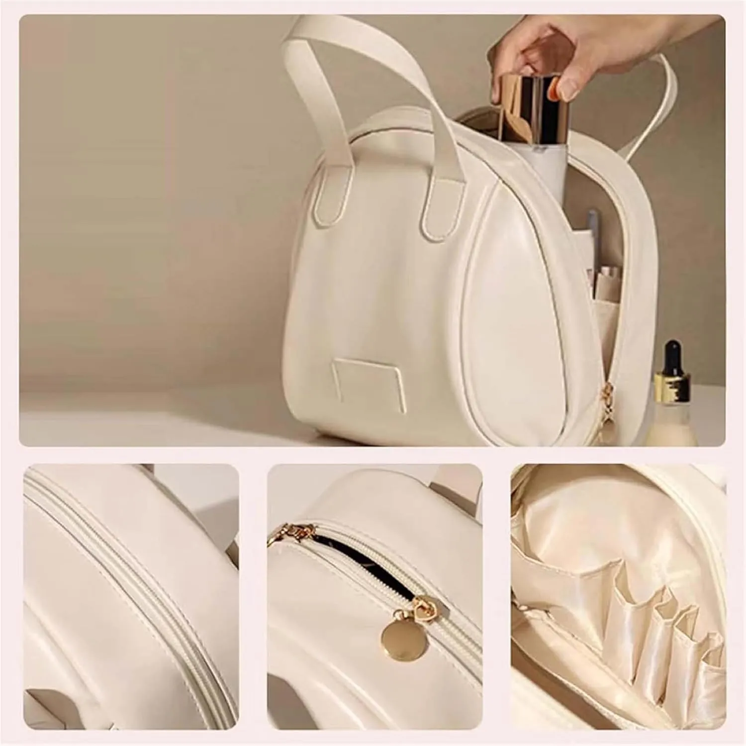 Solidarityn Multi-Layered Shell-Shaped Cosmetic Bag, Shell Shaped Tote Travel Bag, Multi-layered Shell-Shaped Cosmetic Bag, Layered Shell-Shaped Cosmetic Bag (White)