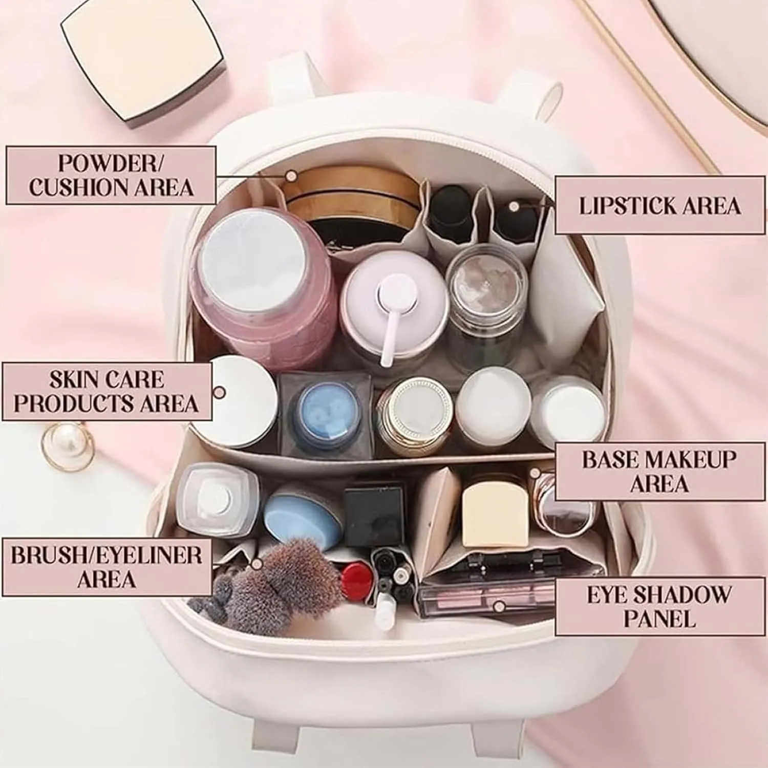 Solidarityn Multi-Layered Shell-Shaped Cosmetic Bag, Shell Shaped Tote Travel Bag, Multi-layered Shell-Shaped Cosmetic Bag, Layered Shell-Shaped Cosmetic Bag (White)
