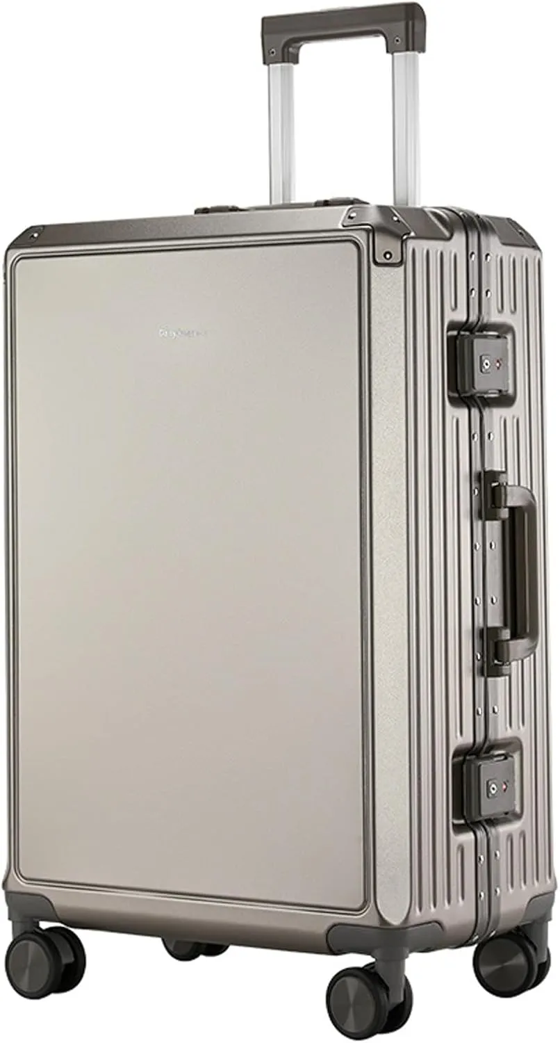 Suitcase Carry on Luggage Cheap Cabin Luggage Suitcase Medium 4 Wheels Lightweight Zipperless Luggage,Grey,26in