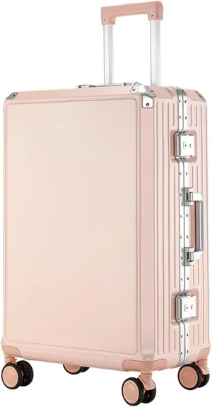 Suitcase Carry on Luggage Cheap Cabin Luggage Suitcase Medium 4 Wheels Lightweight Zipperless Luggage,Pink,26in