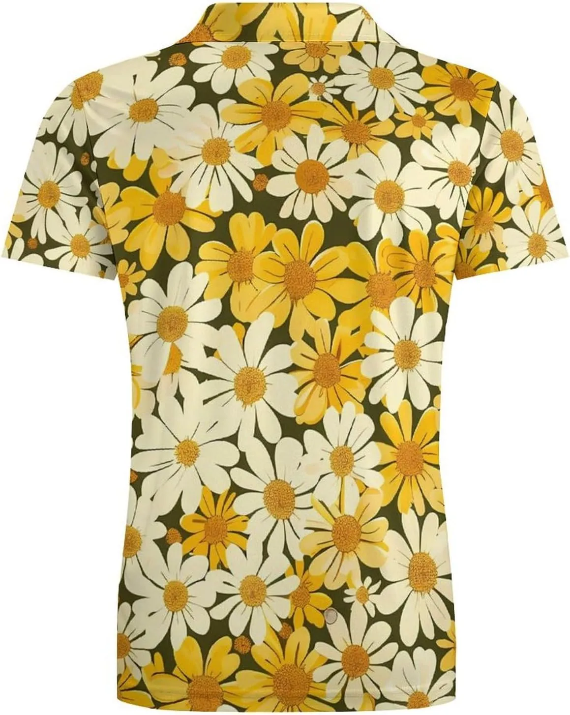 Summer Floral Yellow White Flowers Men's Polo-Shirt Regular-Fit Short Sleeve Sports Quick Dry Golf Tennis T-Shirt
