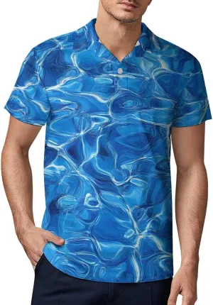 Swimming Pool Water Men's Polo-Shirt Regular-Fit Short Sleeve Sports Quick Dry Golf Tennis T-Shirt