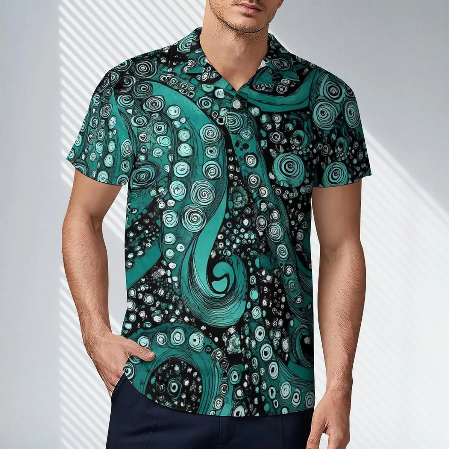 Swirling Octopus Tentacles Men's Polo-Shirt Regular-Fit Short Sleeve Sports Quick Dry Golf Tennis T-Shirt