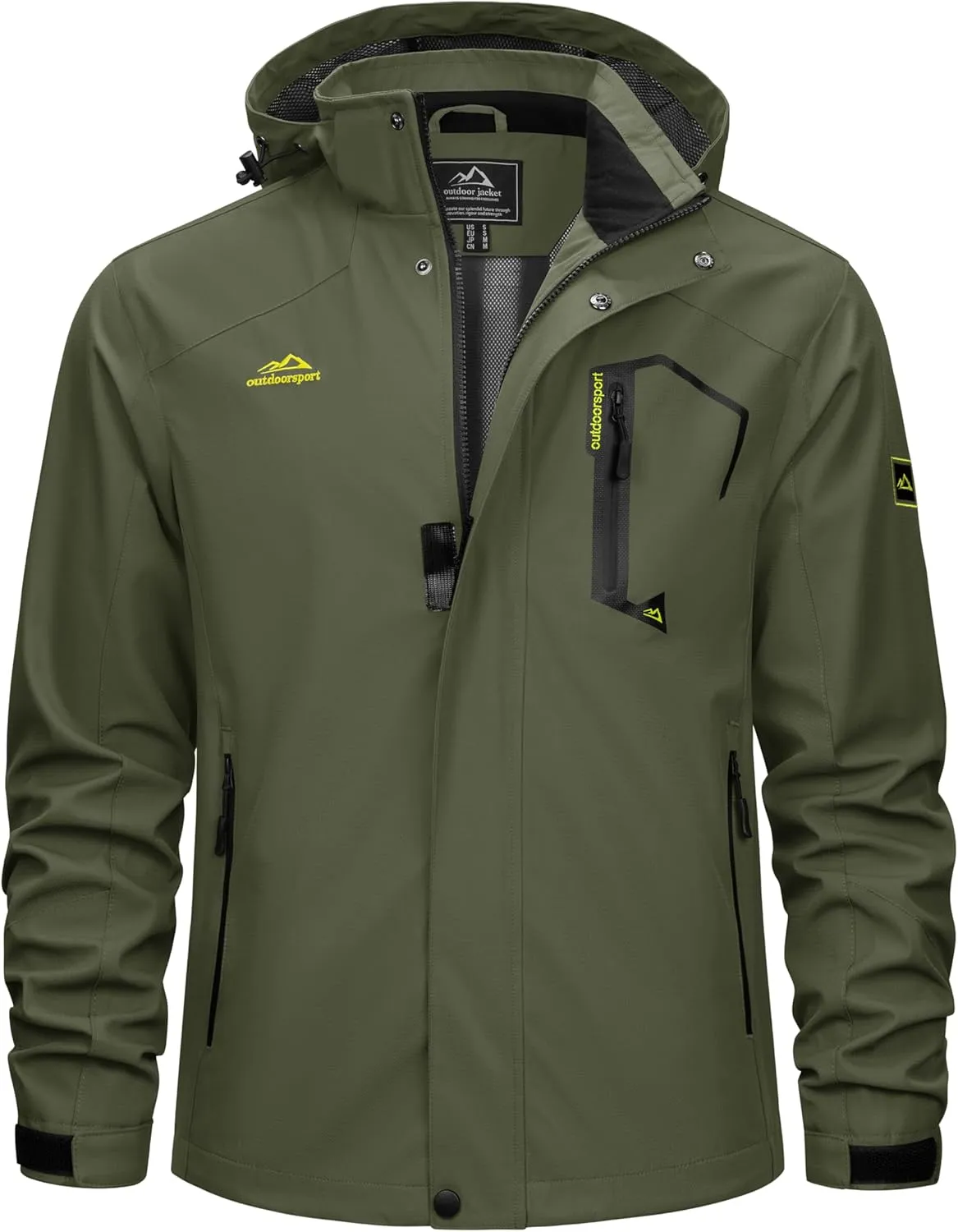 TACVASEN Men's Rain Jacket Lightweight Windbreaker with Hooded Water Resistant Outdoor Raincoat for Hiking Travel Camping