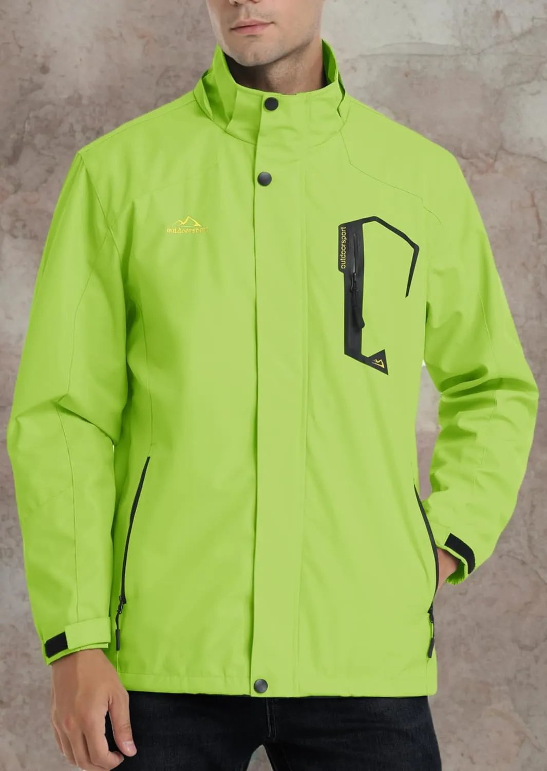 TACVASEN Men's Rain Jacket Lightweight Windbreaker with Hooded Water Resistant Outdoor Raincoat for Hiking Travel Camping