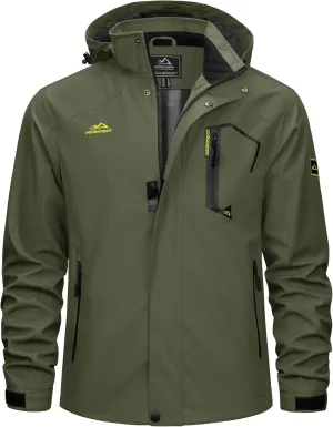 TACVASEN Men's Rain Jacket Lightweight Windbreaker with Hooded Water Resistant Outdoor Raincoat for Hiking Travel Camping