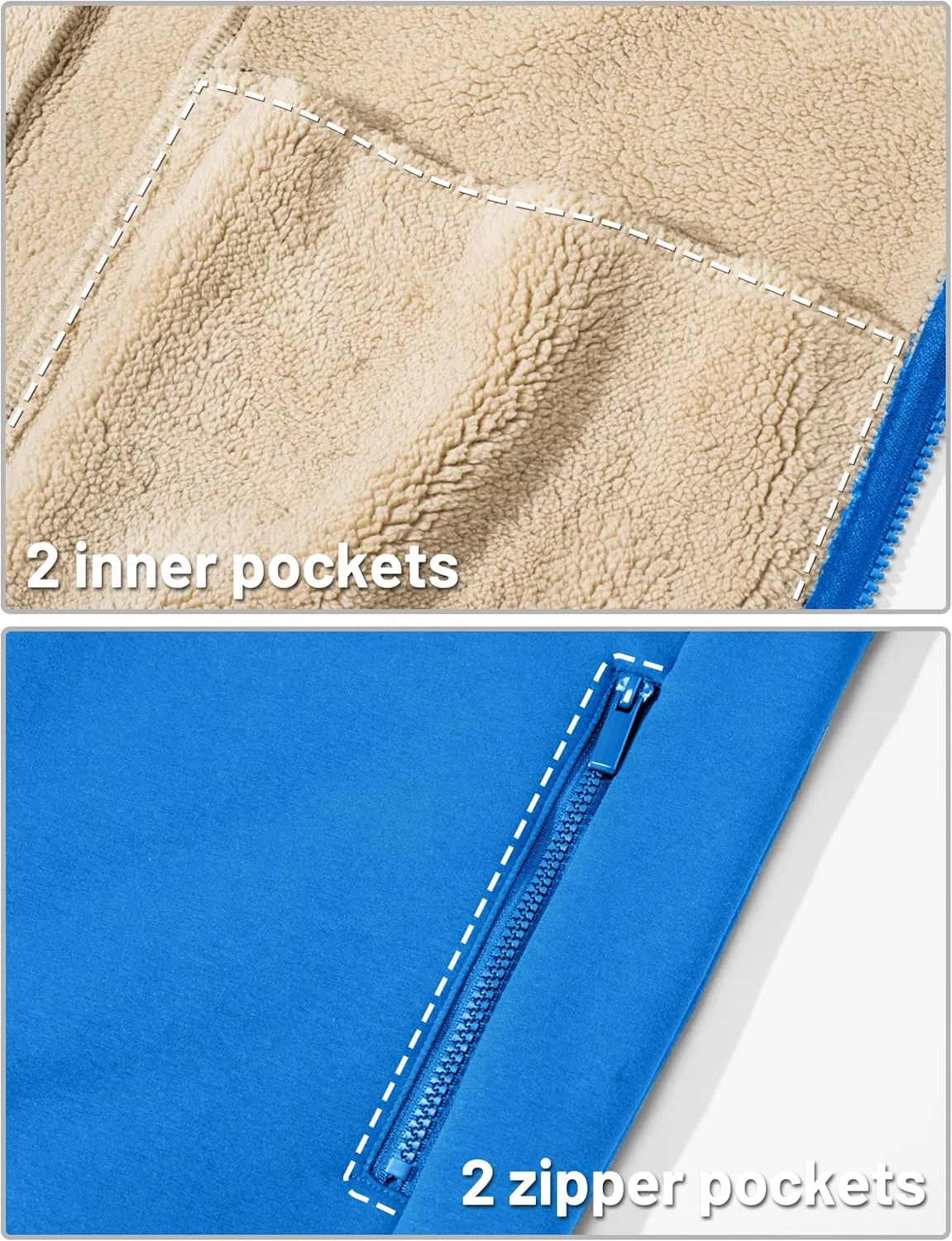 TACVASEN Men's Zip Up Sherpa Lined Hoodies Thick Fleece Heavyweight Jacket Windproof Thermal Zipper Sweatshirt