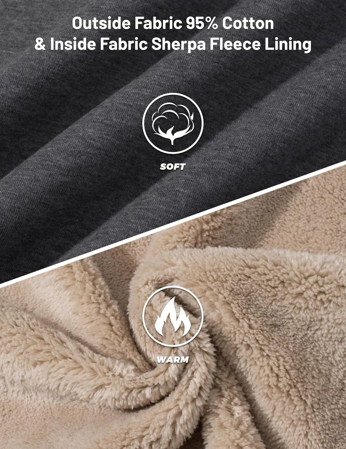 TACVASEN Men's Zip Up Sherpa Lined Hoodies Thick Fleece Heavyweight Jacket Windproof Thermal Zipper Sweatshirt