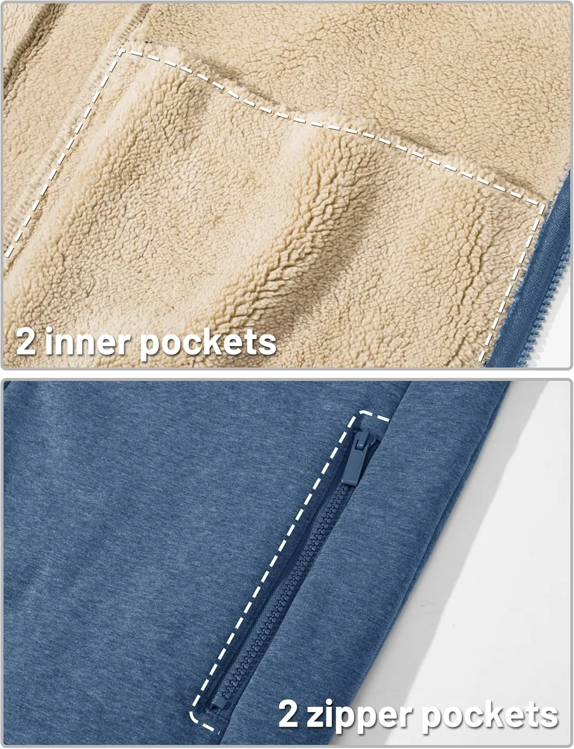 TACVASEN Men's Zip Up Sherpa Lined Hoodies Thick Fleece Heavyweight Jacket Windproof Thermal Zipper Sweatshirt