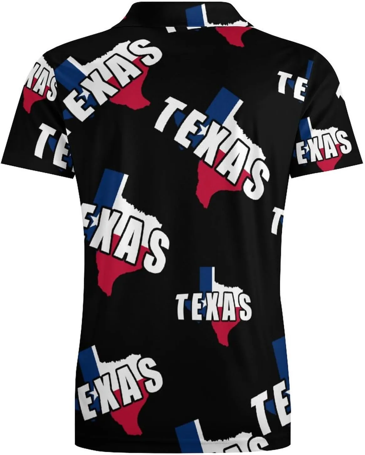 Texas Map Flag Men's Polo-Shirt Regular-Fit Short Sleeve Sports Quick Dry Golf Tennis T-Shirt