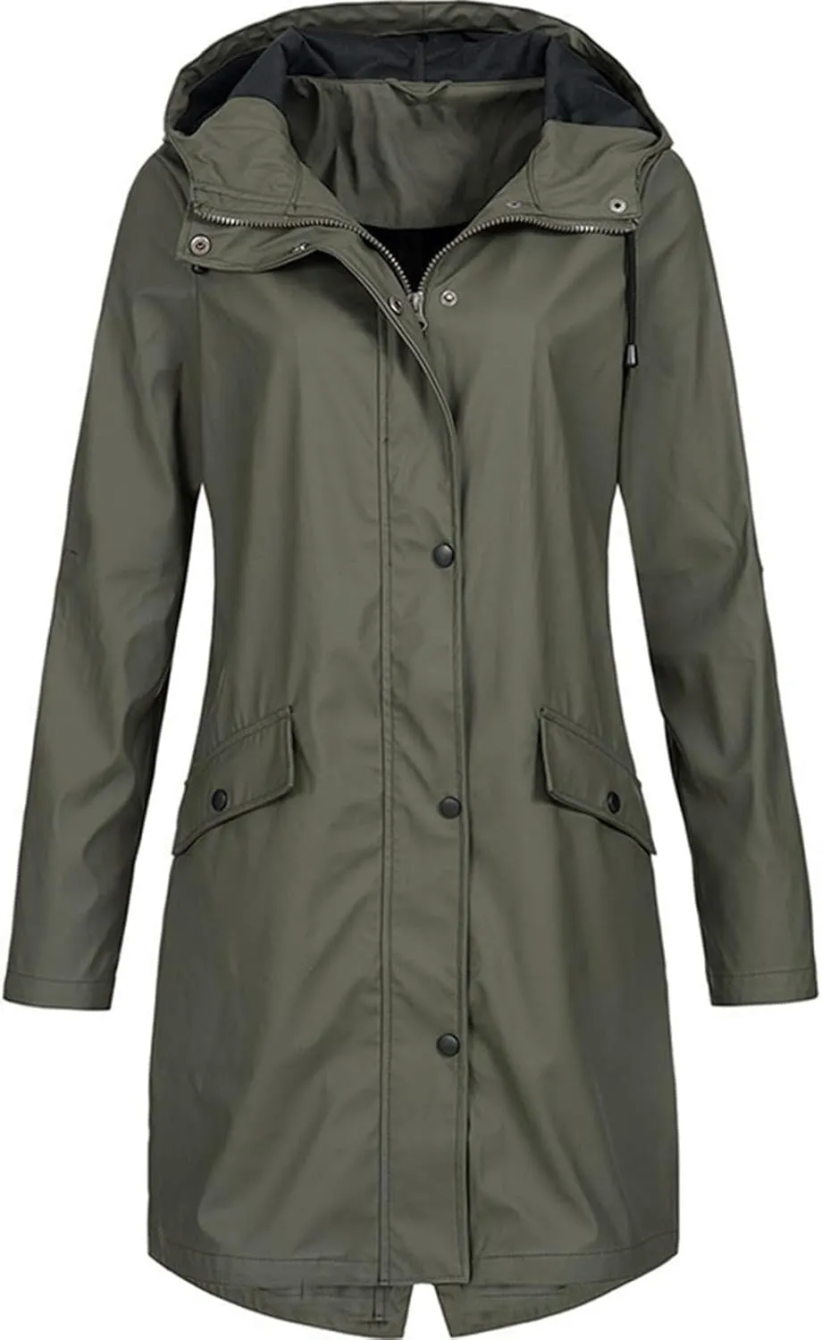 TIMIFIS Raincoats for Women with Hood Waterproof Lightweight Long Trench Coats Casual Rain Jackets Windbreaker with Pocket