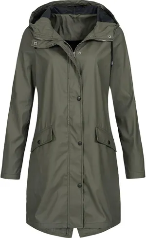 TIMIFIS Raincoats for Women with Hood Waterproof Lightweight Long Trench Coats Casual Rain Jackets Windbreaker with Pocket