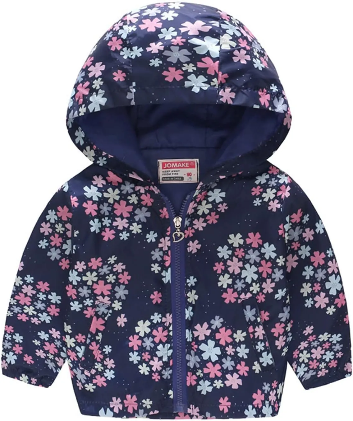 Toddler Boys Girls Floral Printed Coats Windproof Jacket Hooded Trench Lightweight Zipper Hooded Coats Winter Outerwear