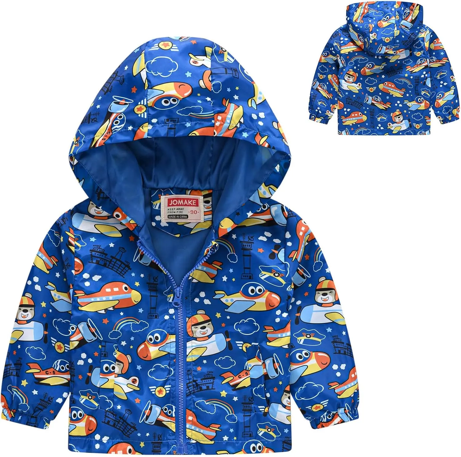 Toddler Boys Girls Floral Printed Coats Windproof Jacket Hooded Trench Lightweight Zipper Hooded Coats Winter Outerwear
