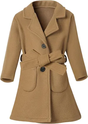 Toddler Girls Trench Coat Baby Girl Woolen Dress Coat Girl Dress Coat Peacoat Winter Double Buttons Fall Clothes