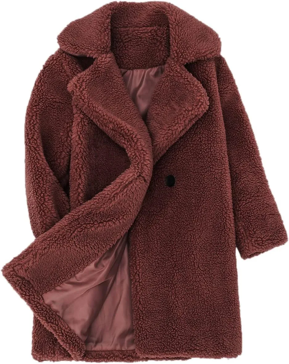 Toddler Kids Winter Fleece Jacket Warm Outwear Clothes Baby Girls Faux Fur Cardigan Trench Long Coat Winter Coat