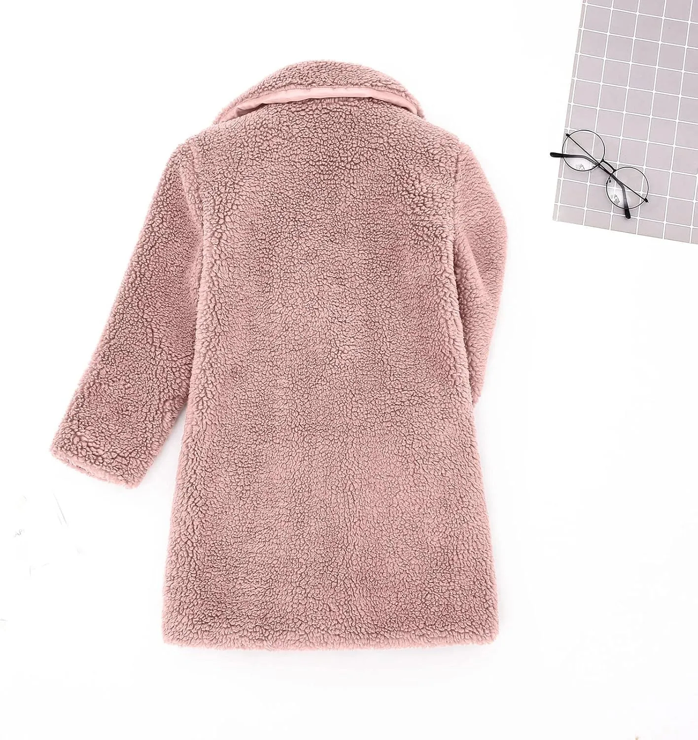 Toddler Kids Winter Fleece Jacket Warm Outwear Clothes Baby Girls Faux Fur Cardigan Trench Long Coat Winter Coat