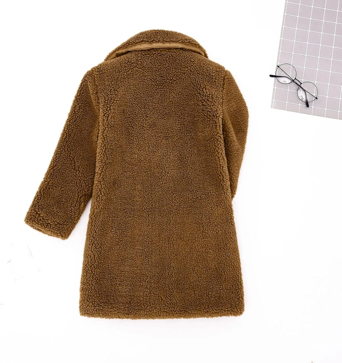 Toddler Kids Winter Fleece Jacket Warm Outwear Clothes Baby Girls Faux Fur Cardigan Trench Long Coat Winter Coat