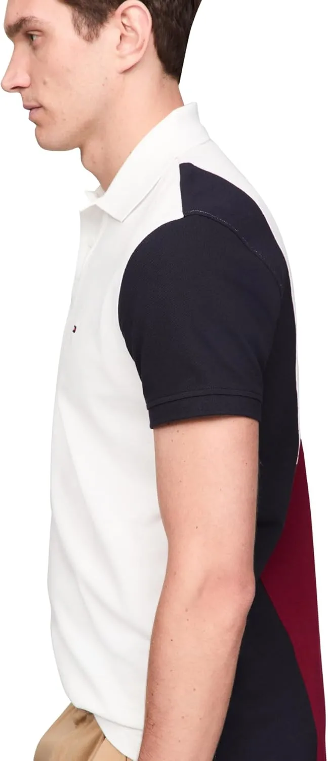 Tommy Hilfiger Men's Short Sleeve Casual Polo Shirts in Regular Fit with Stretch and Flag Designs
