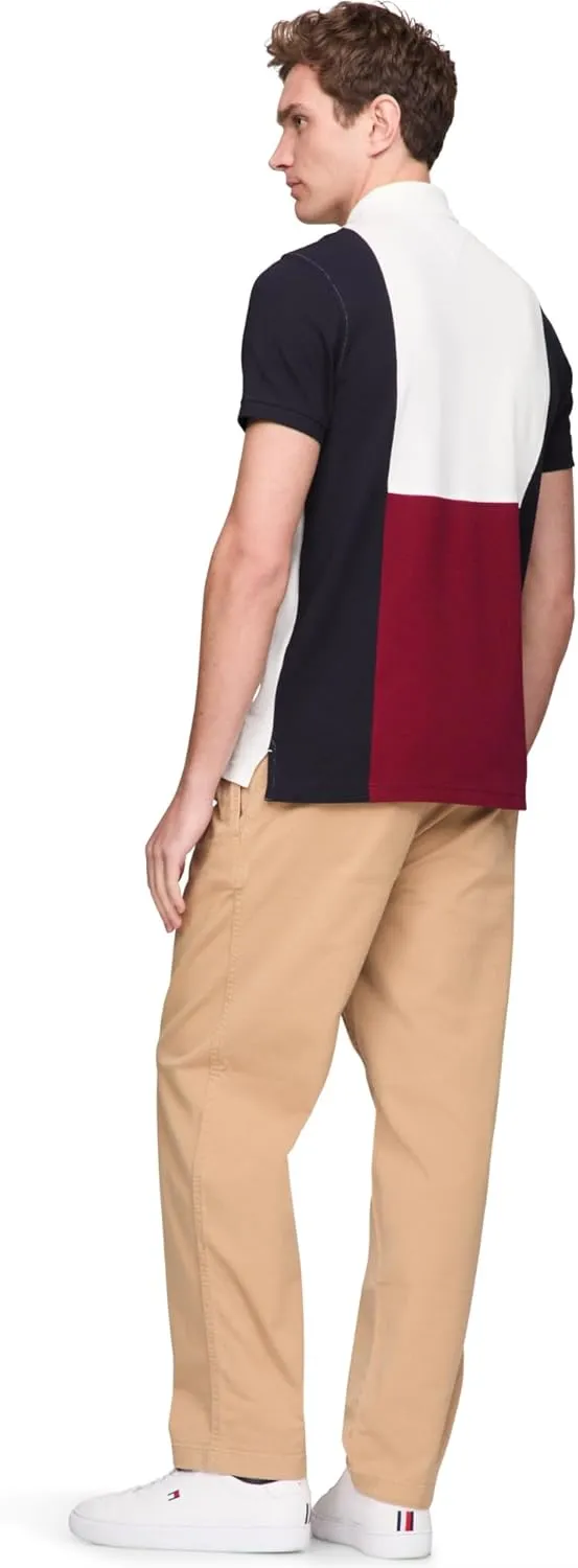 Tommy Hilfiger Men's Short Sleeve Casual Polo Shirts in Regular Fit with Stretch and Flag Designs