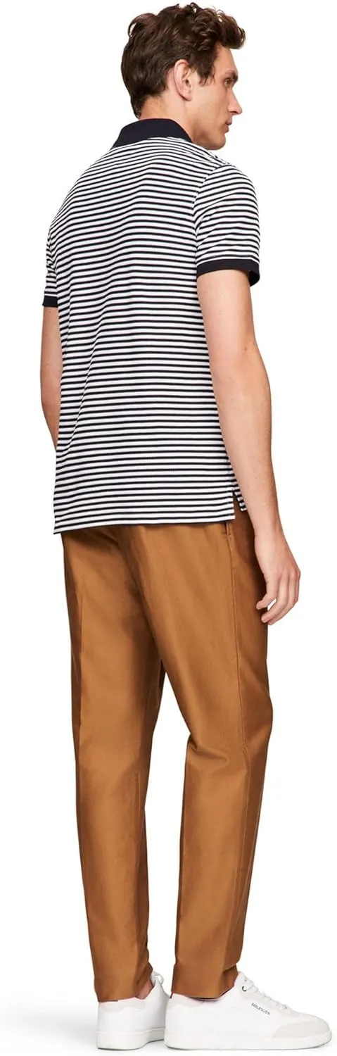 Tommy Hilfiger Men's Short Sleeve Casual Polo Shirts in Regular Fit with Stretch and Vertical Logo Designs