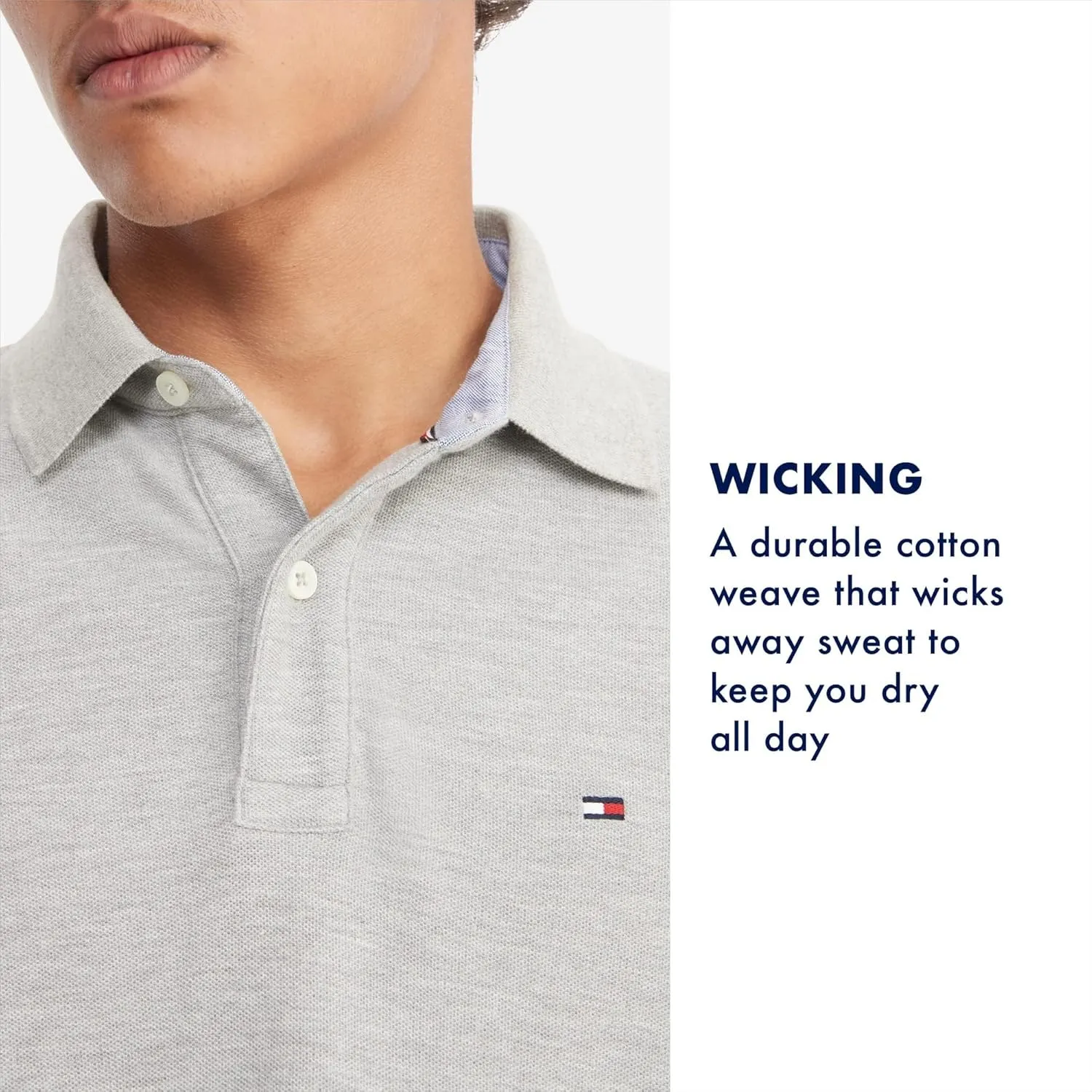 Tommy Hilfiger Men's Short Sleeve Moisture Wicking Stretch Polo Shirt with Quick Dry   UV Protection