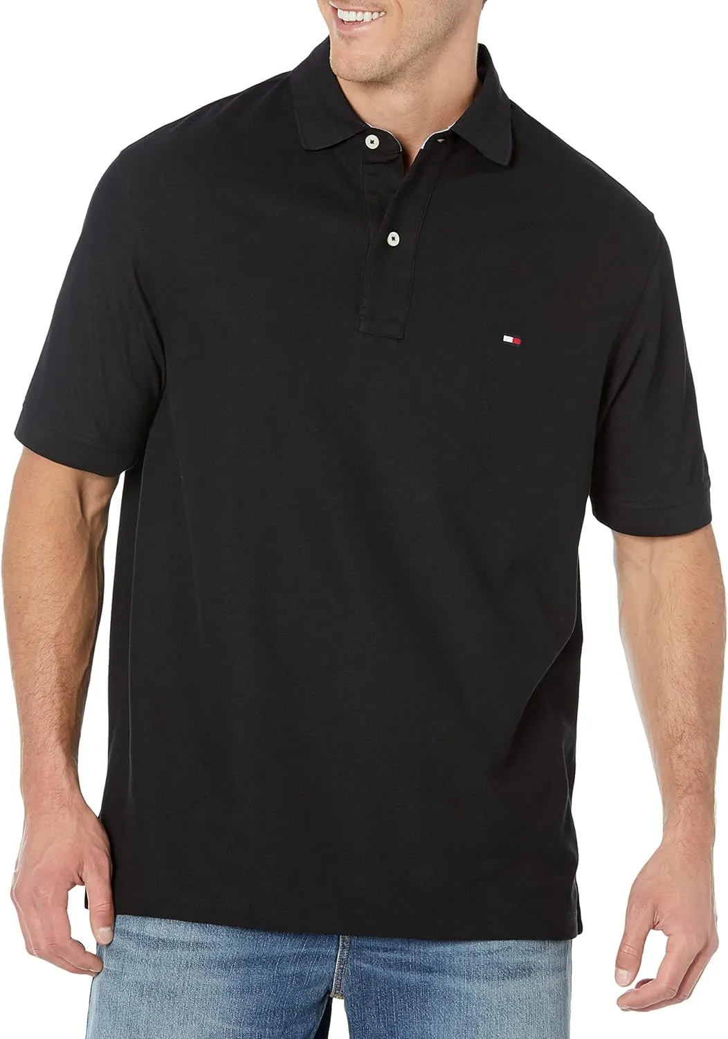 Tommy Hilfiger Men's Short Sleeve Moisture Wicking Stretch Polo Shirt with Quick Dry   UV Protection