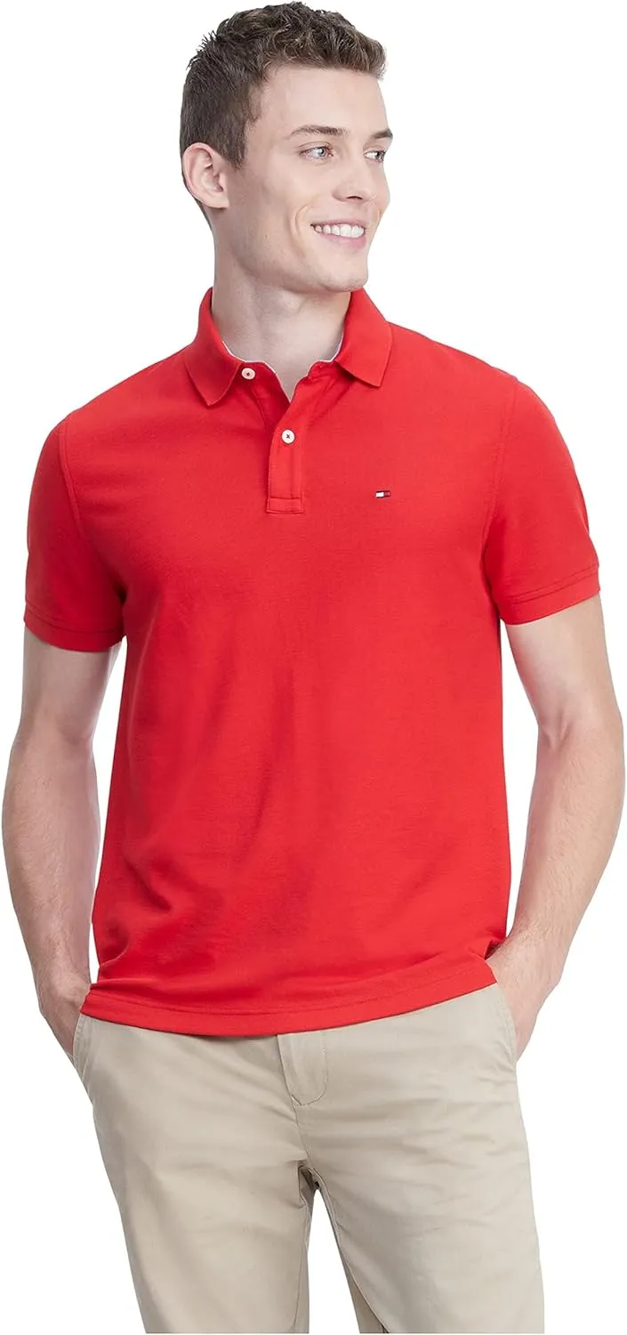 Tommy Hilfiger Men's Short Sleeve Moisture Wicking Stretch Polo Shirt with Quick Dry   UV Protection
