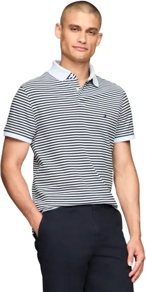 Tommy Hilfiger Men's Short Sleeve Polo Shirts in Slim Fit with Stretch and Organic Pique Cotton