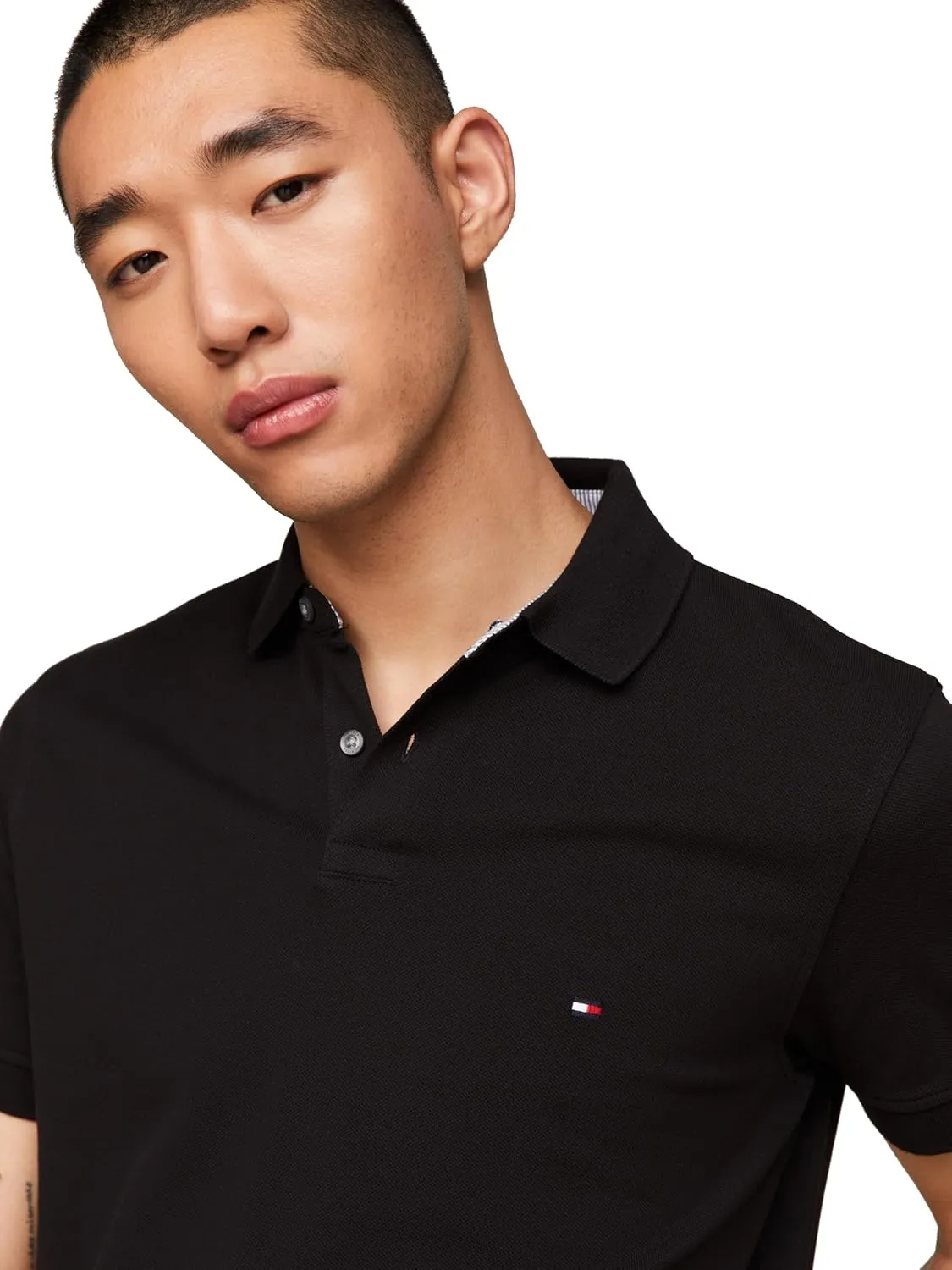 Tommy Hilfiger Men's Short Sleeve Polo Shirts in Slim Fit with Stretch and Organic Pique Cotton