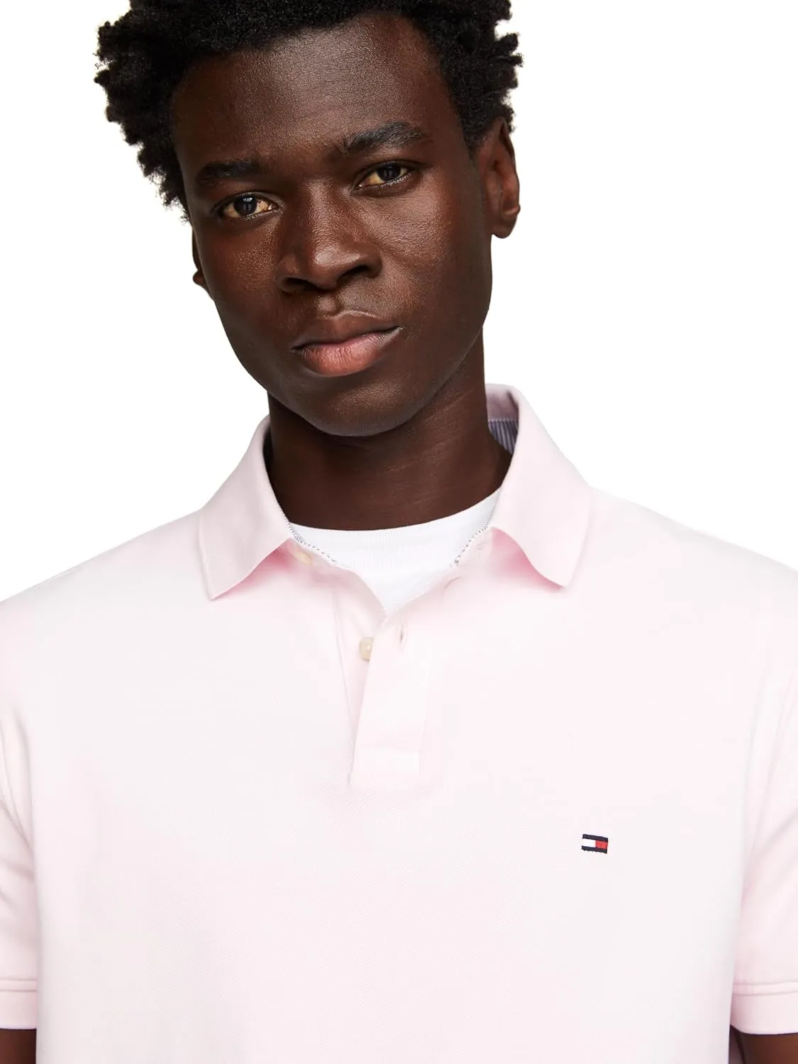 Tommy Hilfiger Men's Short Sleeve Polo Shirts in Slim Fit with Stretch and Organic Pique Cotton