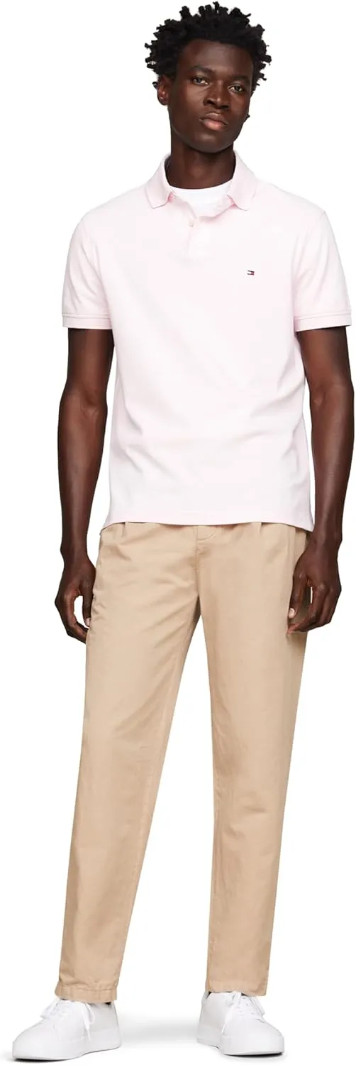 Tommy Hilfiger Men's Short Sleeve Polo Shirts in Slim Fit with Stretch and Organic Pique Cotton