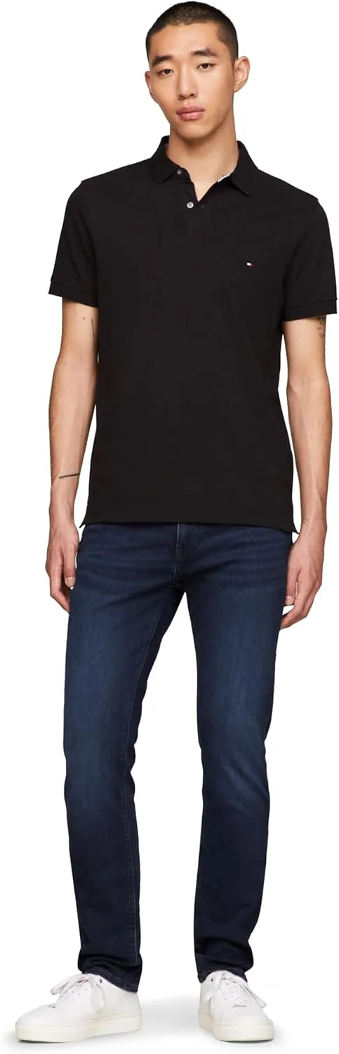 Tommy Hilfiger Men's Short Sleeve Polo Shirts in Slim Fit with Stretch and Organic Pique Cotton