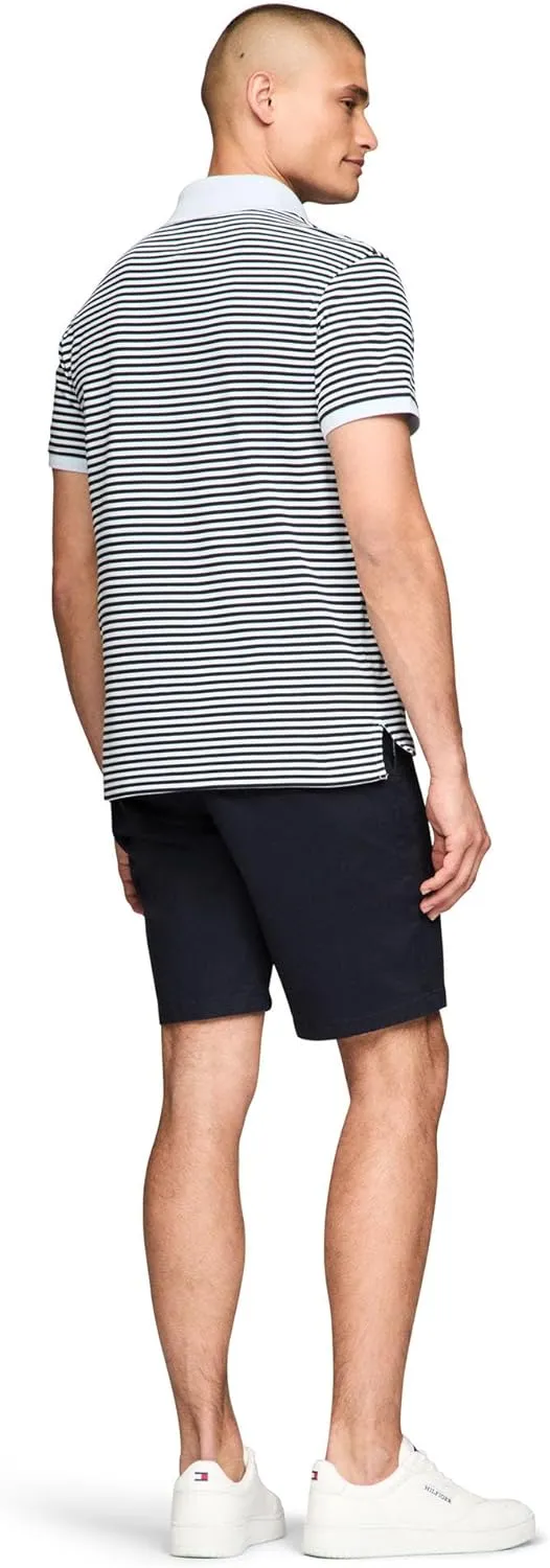 Tommy Hilfiger Men's Short Sleeve Polo Shirts in Slim Fit with Stretch and Organic Pique Cotton