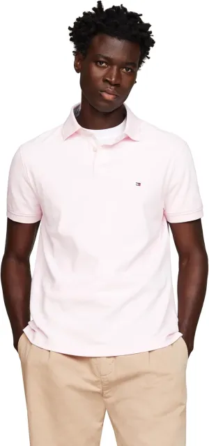 Tommy Hilfiger Men's Short Sleeve Polo Shirts in Slim Fit with Stretch and Organic Pique Cotton