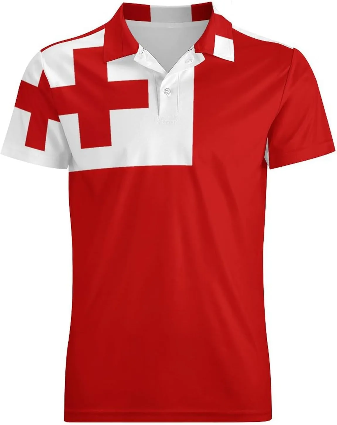Tonga Tongan Flag Men's Polo-Shirt Regular-Fit Short Sleeve Sports Quick Dry Golf Tennis T-Shirt