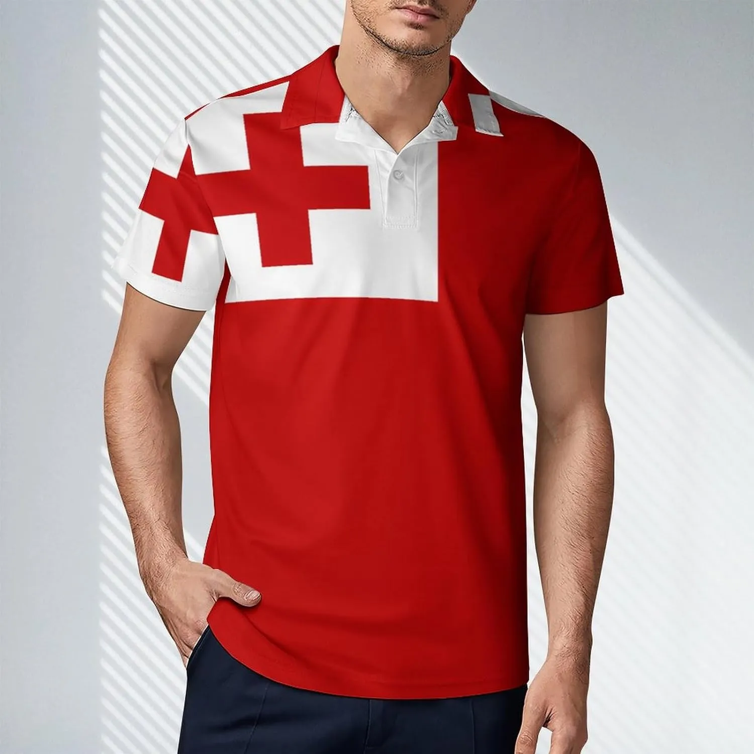 Tonga Tongan Flag Men's Polo-Shirt Regular-Fit Short Sleeve Sports Quick Dry Golf Tennis T-Shirt