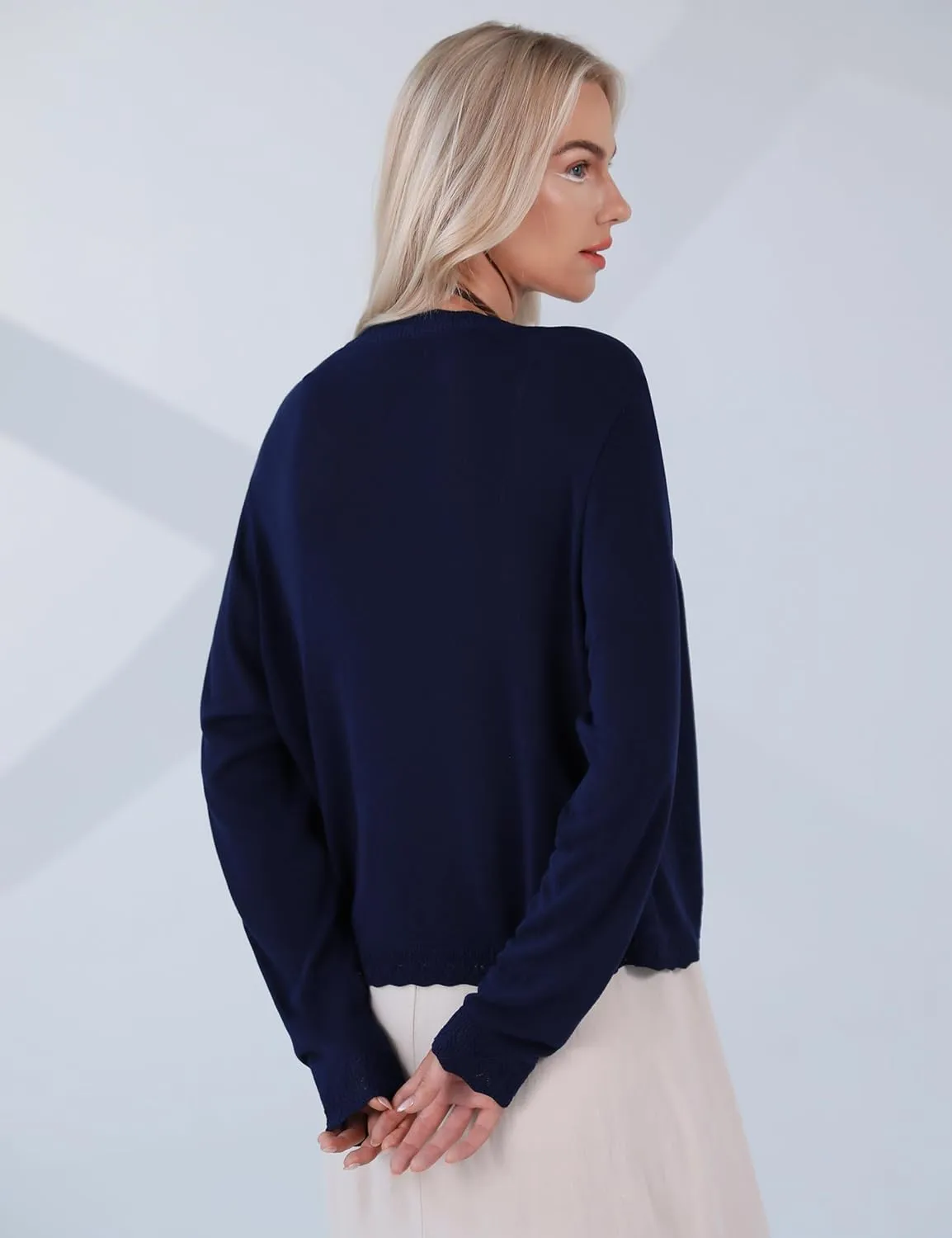 Totatuit Women's Crochet Cropped Cardigan Lightweight Long Sleeve Shrug Knit Bolero Button Down Sweater
