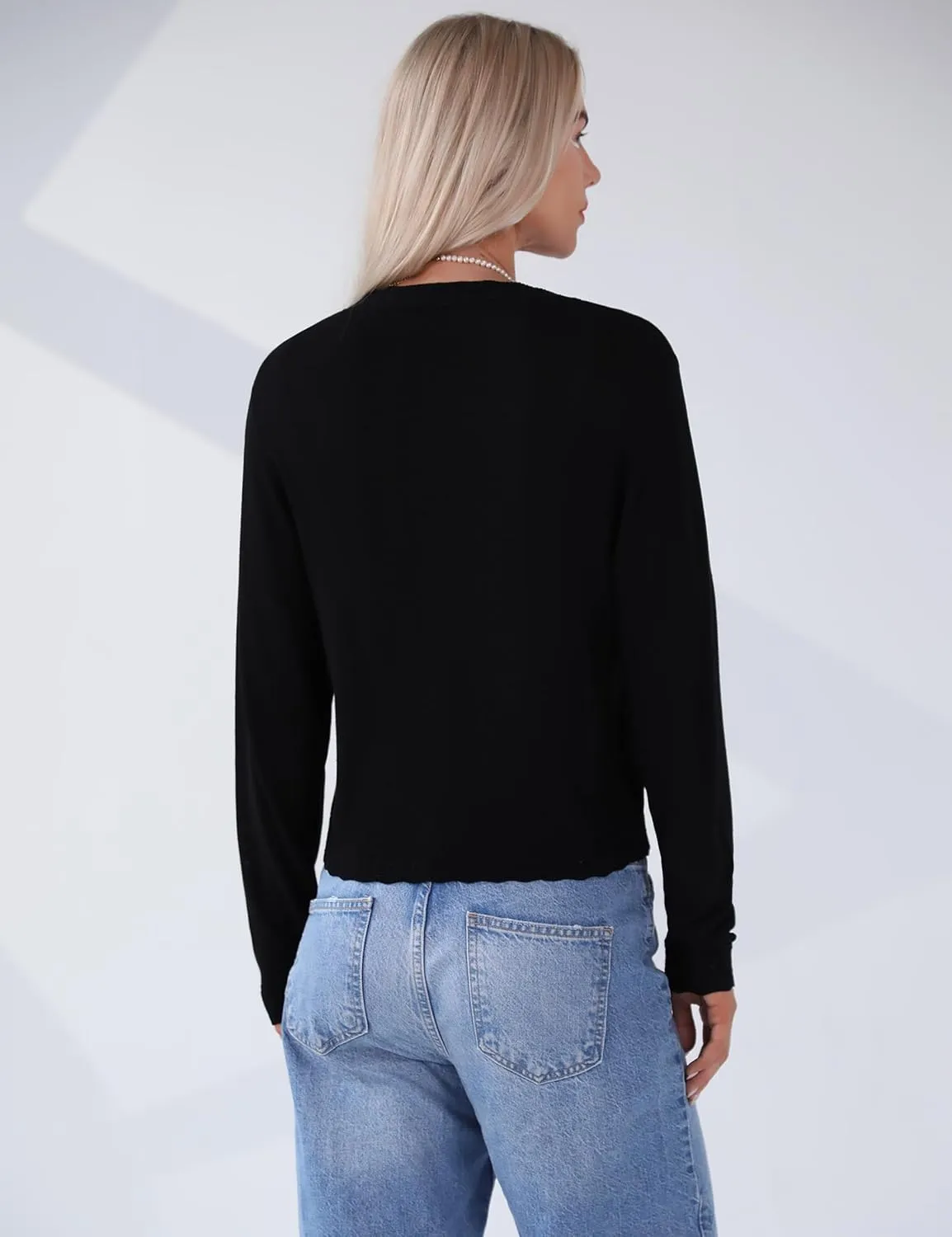 Totatuit Women's Crochet Cropped Cardigan Lightweight Long Sleeve Shrug Knit Bolero Button Down Sweater