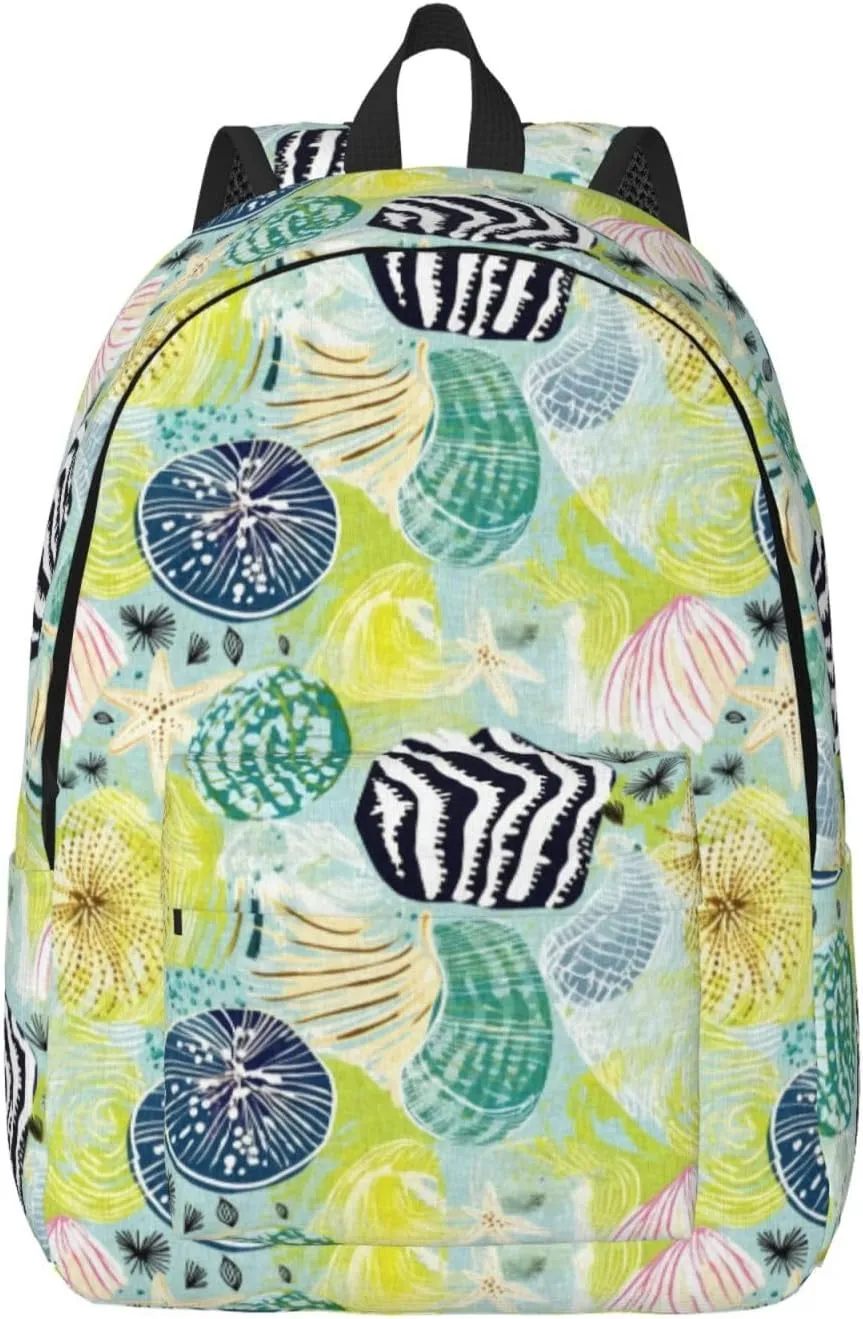 Travel Laptop Backpack - Shell Clam Canvas Computer Backpack Bag Fit Laptop with Padded Straps