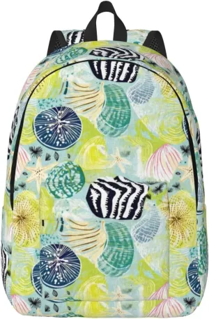 Travel Laptop Backpack - Shell Clam Canvas Computer Backpack Bag Fit Laptop with Padded Straps