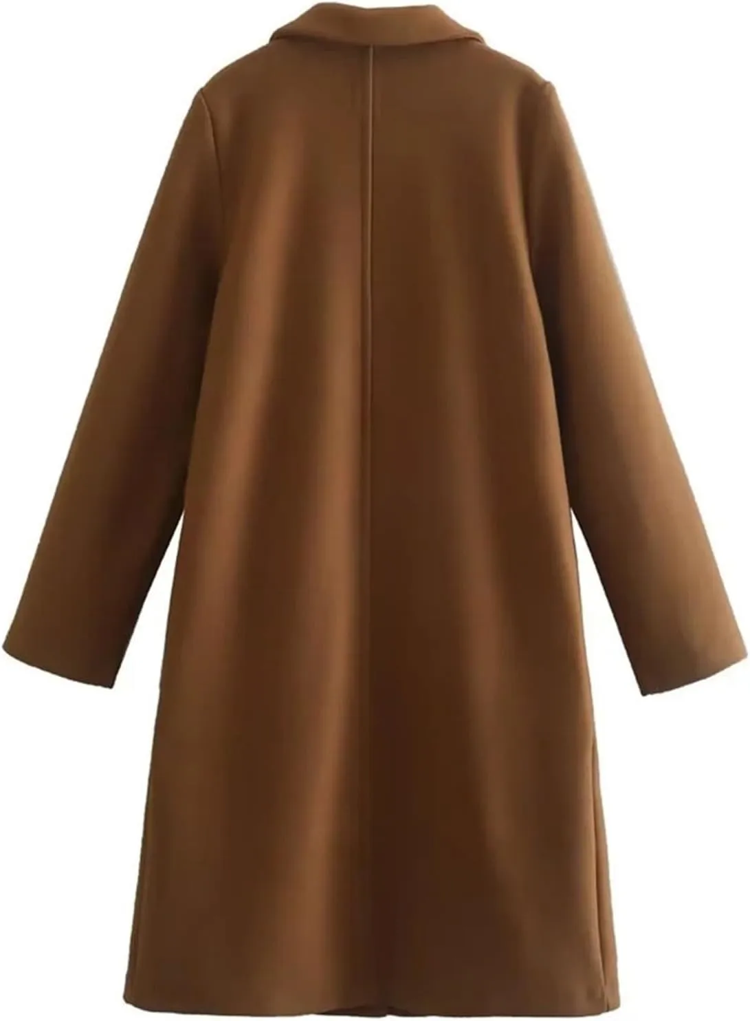 Trench Coat for Women 2024 Notch Lapel Pea Coat Wool Blend Long Coat Open Front Cardigan Trendy Fall Winter Coats