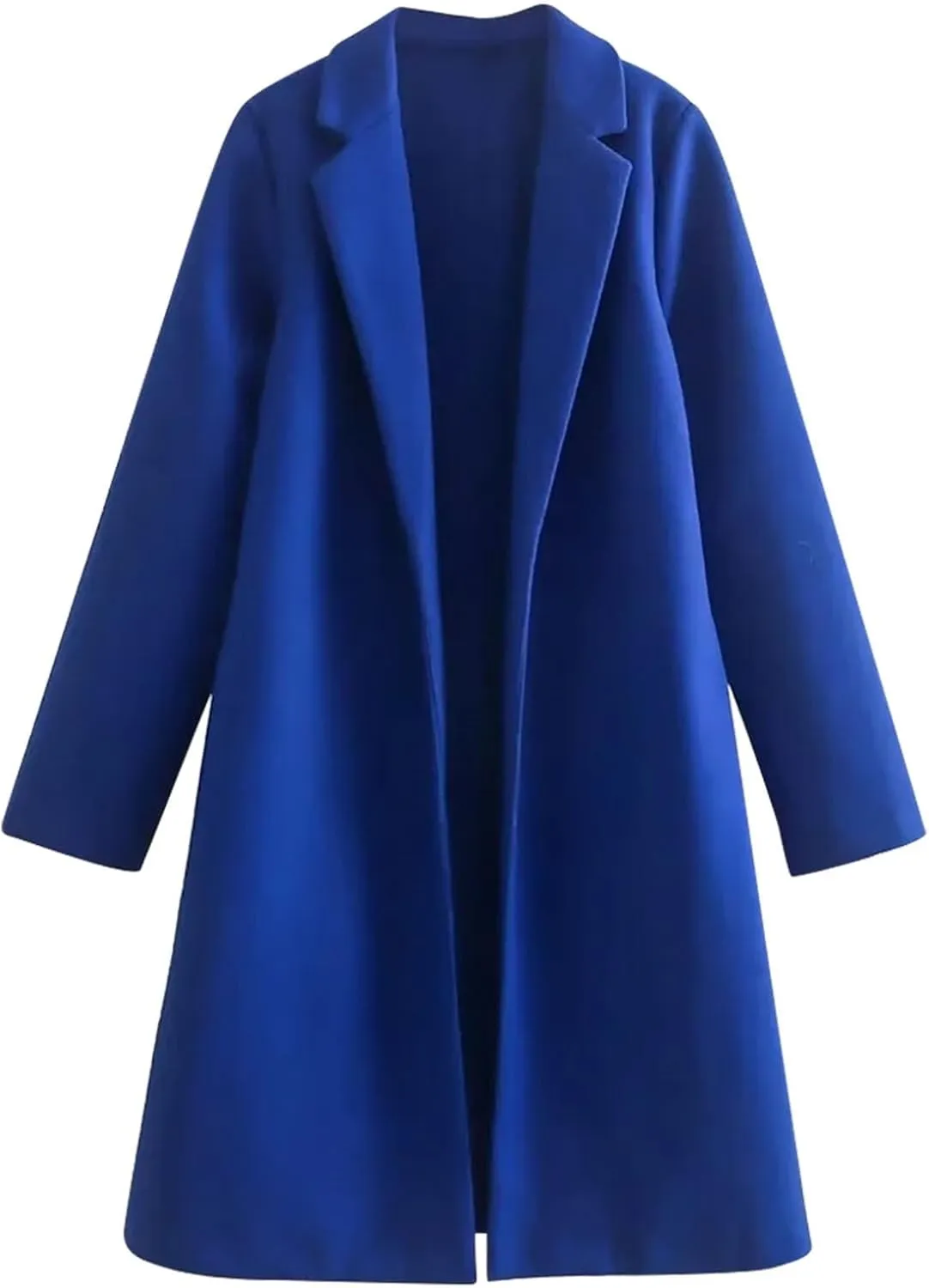 Trench Coat for Women 2024 Notch Lapel Pea Coat Wool Blend Long Coat Open Front Cardigan Trendy Fall Winter Coats