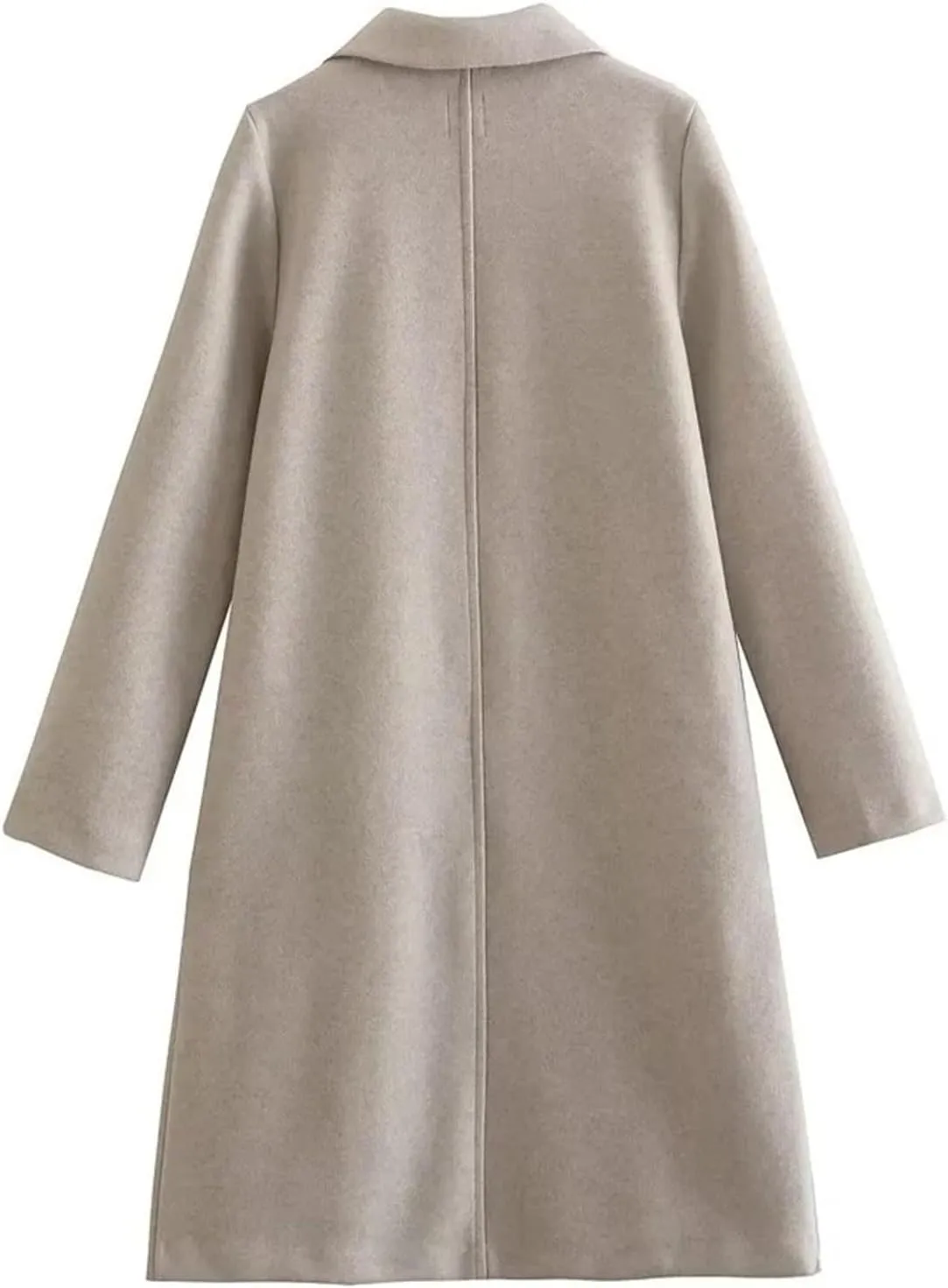 Trench Coat for Women 2024 Notch Lapel Pea Coat Wool Blend Long Coat Open Front Cardigan Trendy Fall Winter Coats