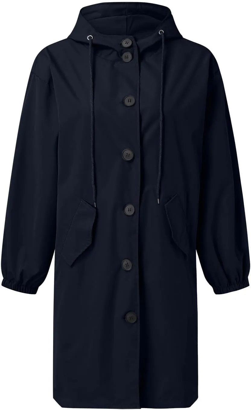 Trench Coat for Women 2025 Fall Winter Trendy Button Long Outwear Solid Color Long Sleeve Cute Jacket with Pockets